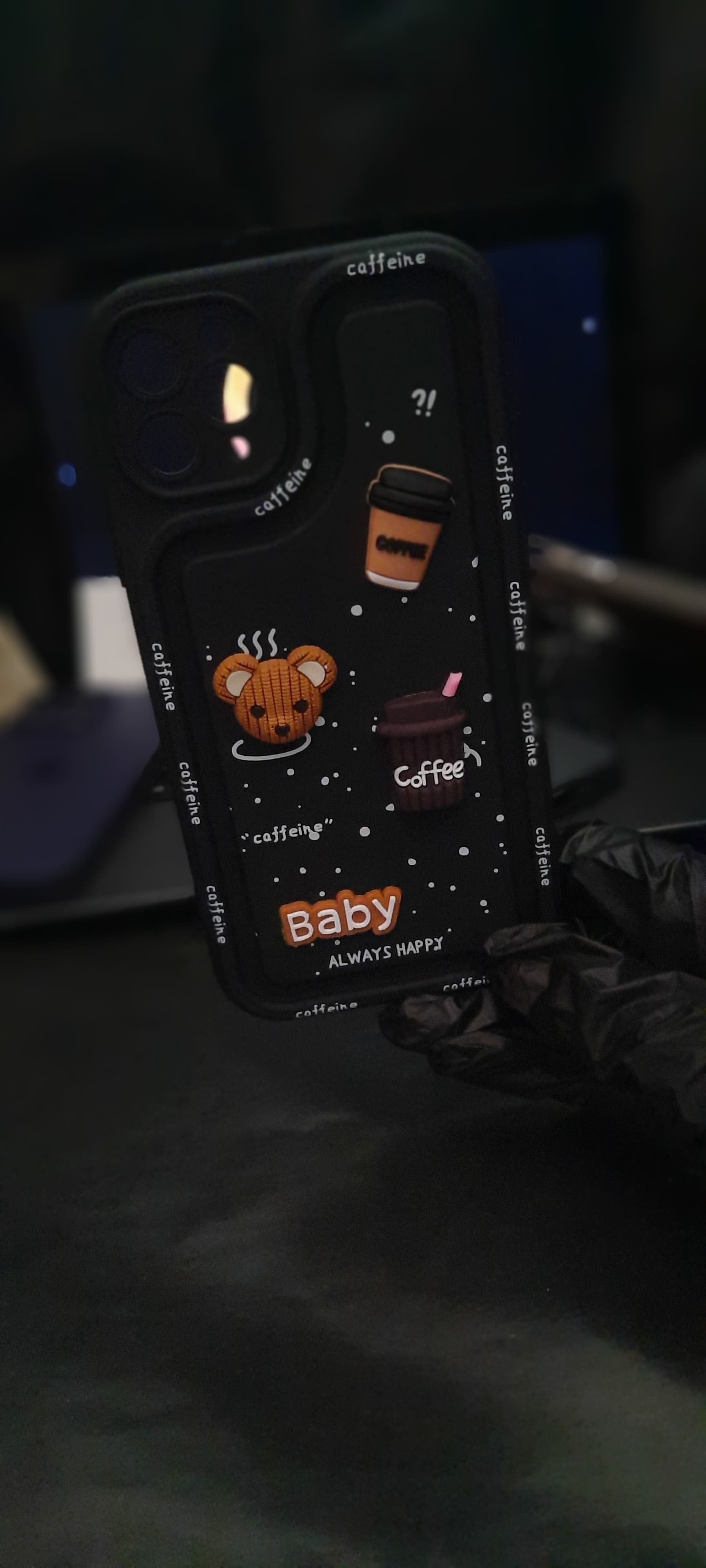 3D Little Bear Coffee Cloud BABY LUCKY Cover Silicone